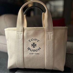 Tory Burch Cream Canvas Tote Bag